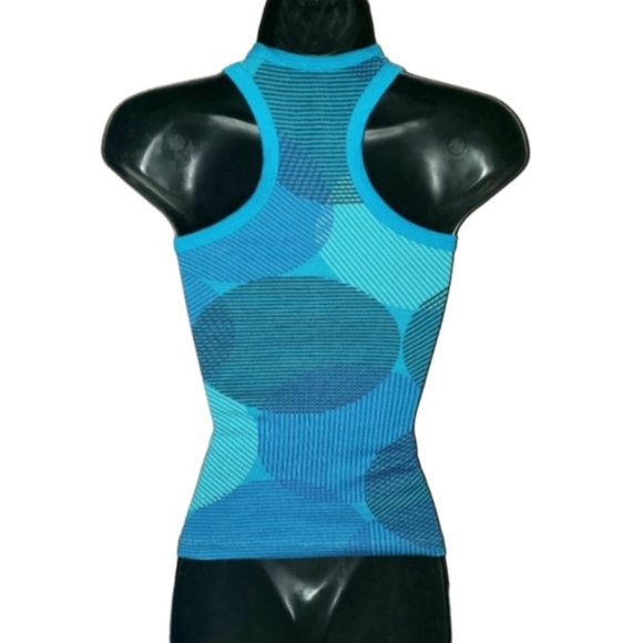 NIKE DRI-FIT Racerback Tank Top Turquise Blue Swirl Abstract Junior Size Small - Picture 4 of 12